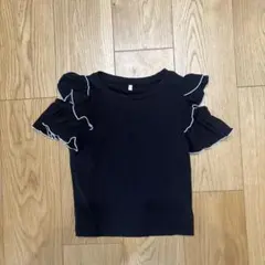 GU キッズ フリルTシャツ ブラック　130のサムネイル