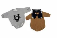 グレーとブラウンのロンパース2点セット