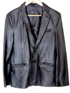 LIUGOO 本革 スリムフィットレザーテーラードジャケット