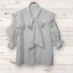 D0131 グレイル GRL ブラウス シャツ 長袖 (F) 白 無地