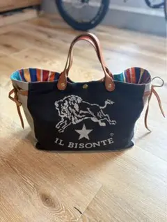IL BISONTE イルビゾンテ トートバッグ 黒/カーキ