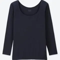 ユニクロヒートテックUネックT八分袖 レディース S 黒 発熱保温