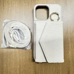 【新品】iPhone14ProMax ケース ショルダー エクリュ カード 鏡