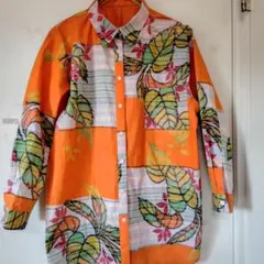 反物夜具オレンジシャツカラーブラウス