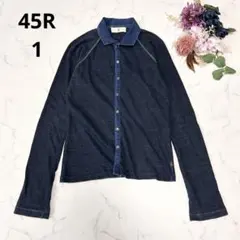 45R 45rpm インディゴ 藍染 シャツ コットン100% デニム風