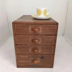 アンティーク レトロ　小引き出し 古民家　棚　4段　楢材