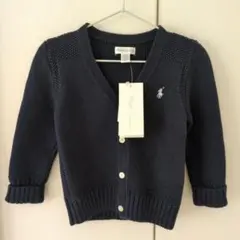 【新品タグ付き】ラルフローレン　ネイビー Vネック ニットカーディガン　24M