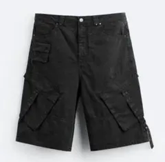 百足着用】ZARA ダメージカーゴ バミューダパンツ ザラハーフパンツ