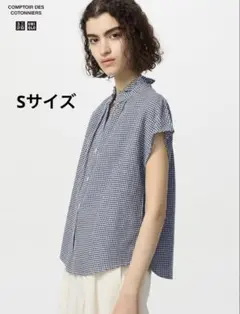 UNIQLO リネンブレンドフリルブラウス