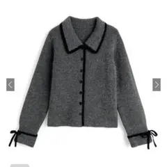 グレイル　配色ラインリボンニットカーディガン［pm708］