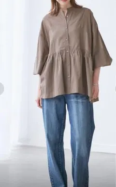 接触冷感・通気性】お着軽シャツシリーズ/綿ボイルペプラムシャツ36