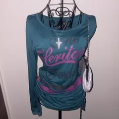 ターコイズTシャツ 平成ギャル00s グランジ　平成レトロ　Y2K チュニック