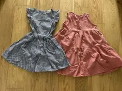 夏服 ギンガムチェック ノースリーブ ワンピース 120 130 2枚セット