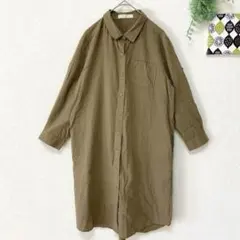 【ショコラフィーネローブ】 シャツワンピ M～L相当 チュニック カーキー系