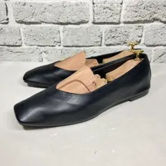【良品】ZARA ザラ フラットシューズ パンプス Vカット24.0cm 黒