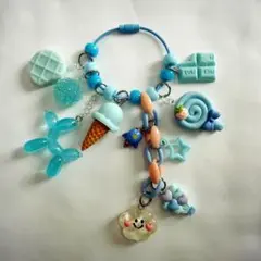 じゃらじゃらキーホルダー お菓子 ブルー