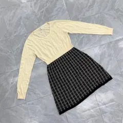 ROPE PICNIC ワンピース 長袖 チェック柄 ウエスト切替