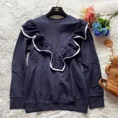 【最終値下げ】ZARA フリル トレーナー ネイビー