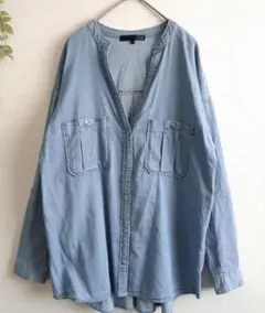 シュガースプーン デニムスキッパーシャツ ロールアップ 長袖 ゆったり Fのサムネイル