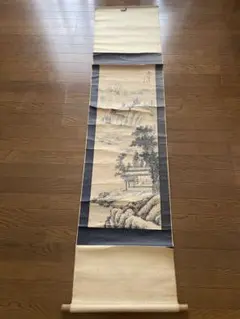掛軸　真筆　中村不折　「秋景山水図」 掛軸 中村不折 「秋景山水図」 - メルカリ