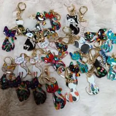 まとめて25個セット 猫キーホルダー ハンドメイドパーツ