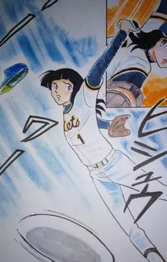 手描きイラスト、水原勇気投げる