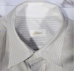 Brioni ストライプシャツ イタリア製 コットンリネン L 春夏のサムネイル