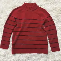 【ジャンニロジュディチェ】✨美品　赤 ストライプ ニットセーター M（36）のサムネイル