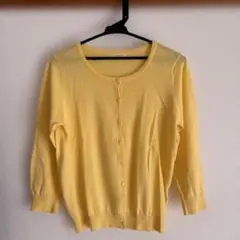 【美品】 テチチ★長袖 ★カーディガン★黄色★Mサイズ★クルーネック