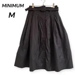 【MINIMUM MINIMUM 】ベルト付き フレアスカート M ひざ丈 黒のサムネイル
