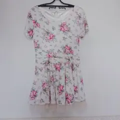 値下げしました！【美品】レディース 花柄 半袖ミニワンピース チュニック M