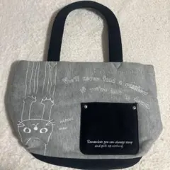 猫イラスト付きハンドバッグ