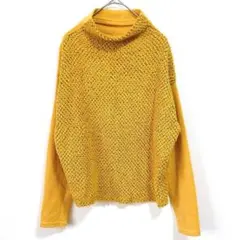 コカ　ニット　セーター　起毛生地　黄色　ボトルネック　トップス　イエロー　長袖