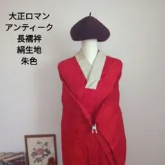 アンティーク  正絹長襦袢 正絹 アンティーク 長襦袢 / 赤錦紗 / 橘 / 金箔の鶴 / 同梱可