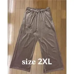 【美品】暖か裏起毛ワイドパンツ 3L コーデュロイ風 ウエストゴム