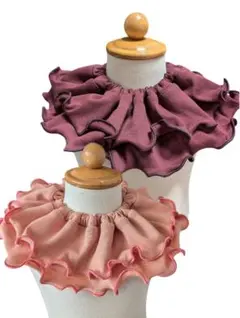 【2枚セット】360°フリルスタイ サーモンピンク　ボルドー　メロウ