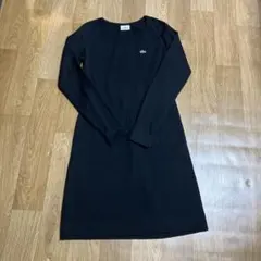 LACOSTE ブラック 長袖ニットワンピース 36