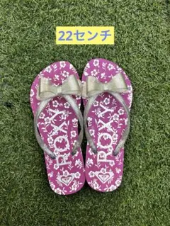 美品⭐︎ROXY キッズ ビーチサンダル リボン ピンク 花柄のサムネイル