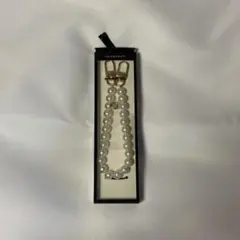 スマホ ハンドストラップ 大粒 パール ホワイト