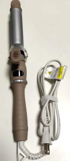 セラミックカールヘアアイロン 32mm シルバー ベージュ　コテ