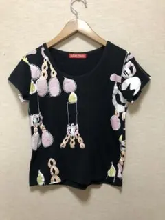 MALKOMALKA（マルコマルカ） ブラック 斬新柄プリントペイントTシャツのサムネイル