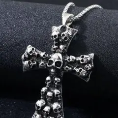 スカル クロス ネックレス シルバー系 ゴシック 十字架パンク ドクロy2k