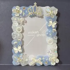 トレカケース　硬質ケース　ホイップデコ　アイスブルー　青　リボン　王冠　蝶　③