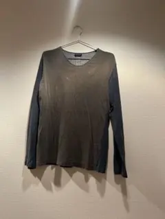 BIGLIDUE Vネック長袖カットソー グレー/ブラック