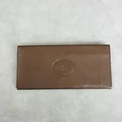 BURBERRY 型押しホースロゴ　内側ノバチェック　二つ折り長財布　本革　茶