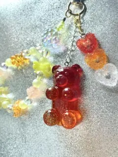 オレンジクマ型レジンチャーム
