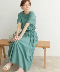アーバンリサーチドアーズ　コットンボイルギャザーワンピース