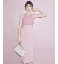 新品未使用　lilybrownクロシェビスチェドッキングニットワンピース