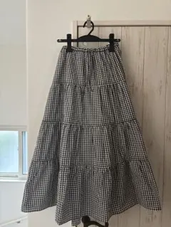 GU ティアードマキシスカート　M ギンガムチェック