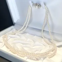 本真珠 アコヤ ベビーパール 2連 ネックレス 約4mm シルバー刻印